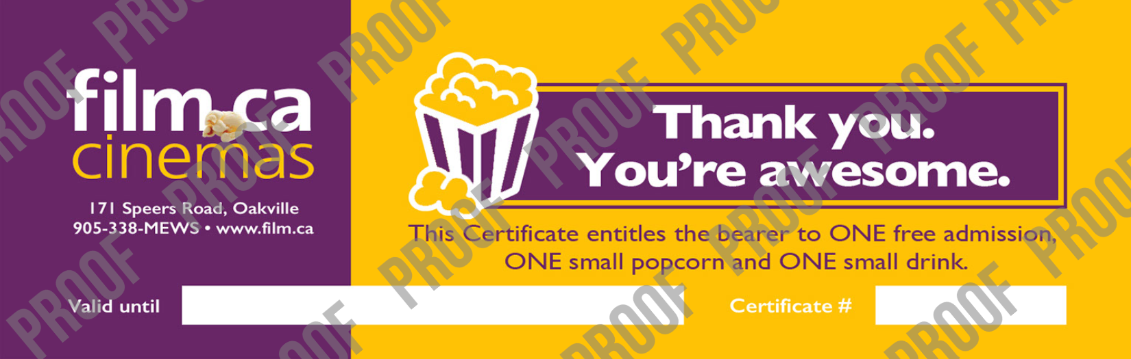 Film.Ca Certificates (Pack of 50)
